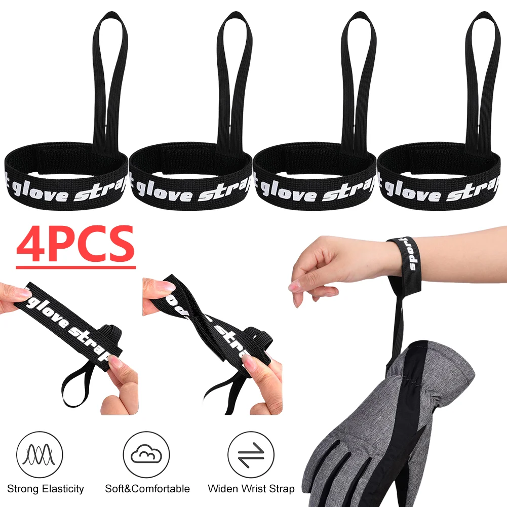 4pcs Snowboard Glove Strap Anti-Lost Glove Wrist Strap Elastic Glove Safety Strap for Camping Skiing Outdoor Activities