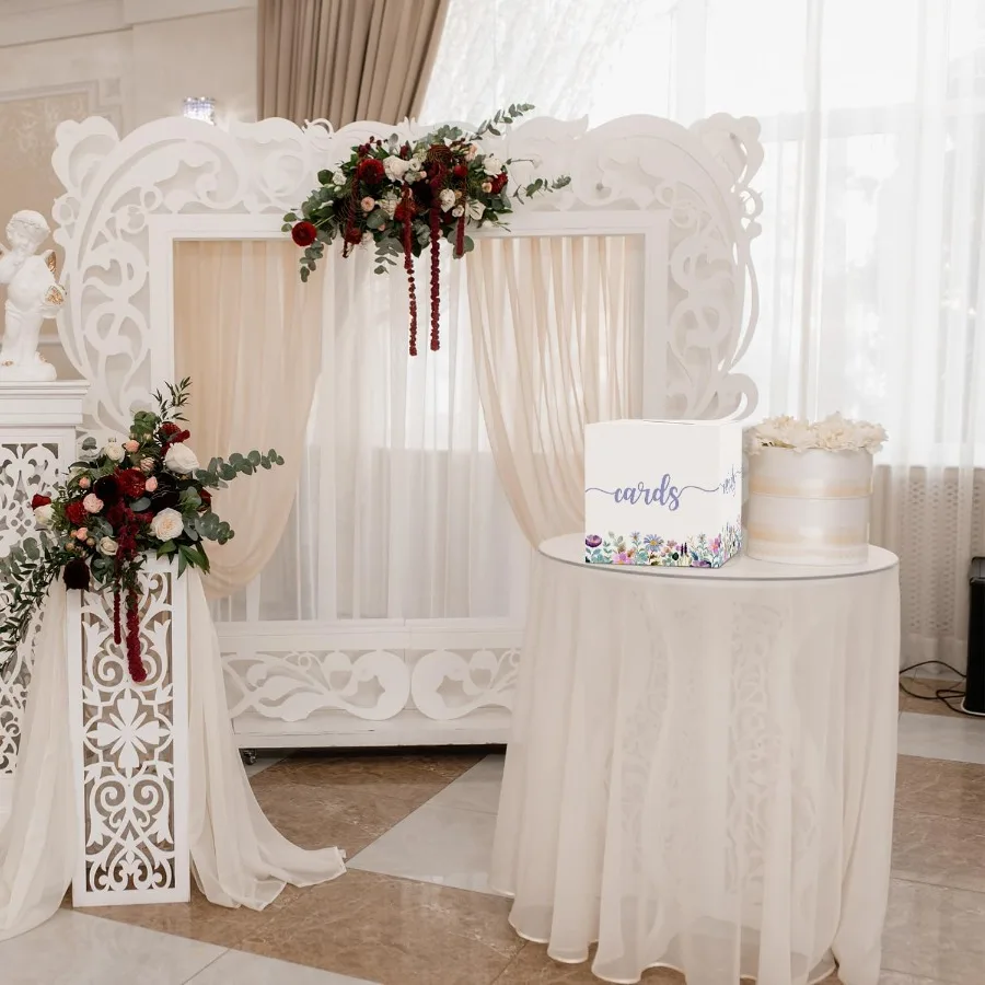 صندوق بطاقات مزين بالزهور هدية أو حامل صندوق المال لوازم الحفلات صندوق استقبال بطاقات الزهور البرية لعيد الميلاد والزفاف والخطوبة Br