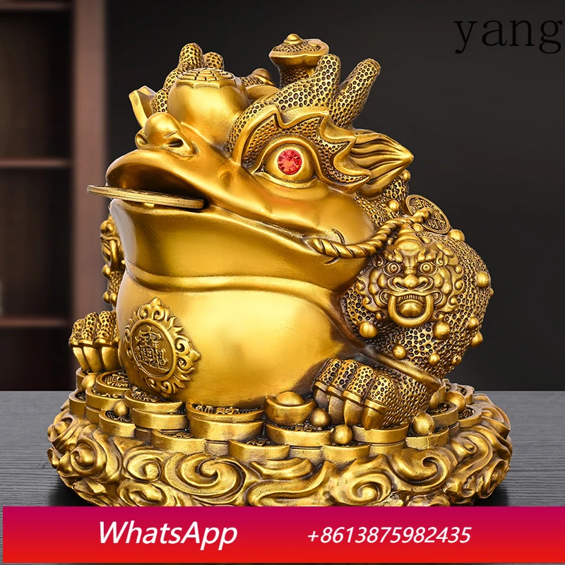 CX Feng Shui Copper Gold Toad Jewelry Ruyi Living Room Store Desktop Decoration