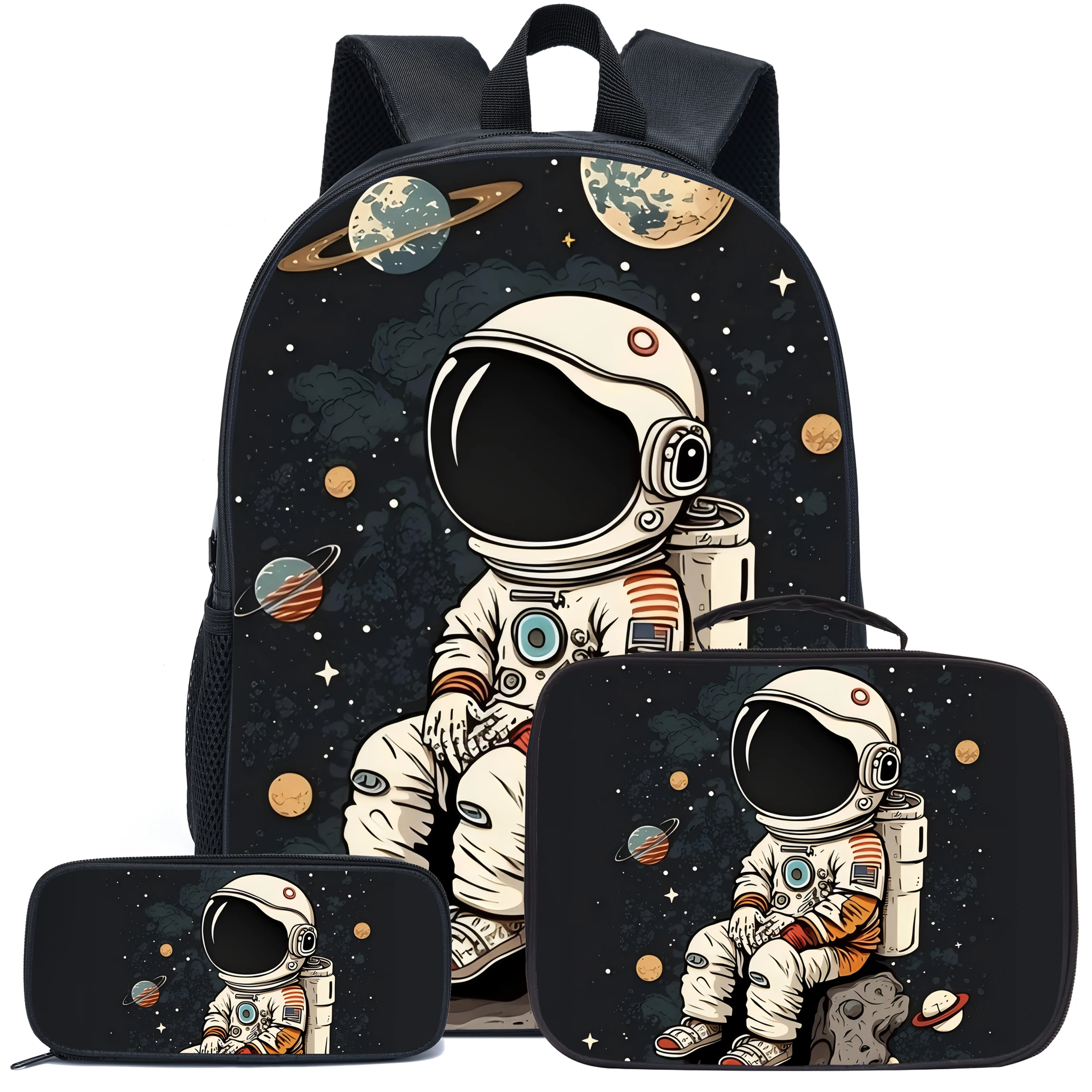 

Children's Large Astronaut 3pcs Backpack Set, Oversized Casual School Bag for Elementary School Boys, High-Capacity Backpack for