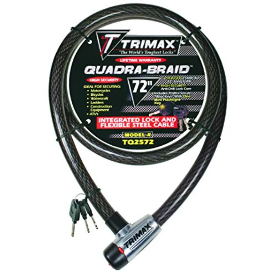 

Trimaflex Integrated Keyed Cable Lock 6' L X 25Mm TQ2572, Card Packaging, Black