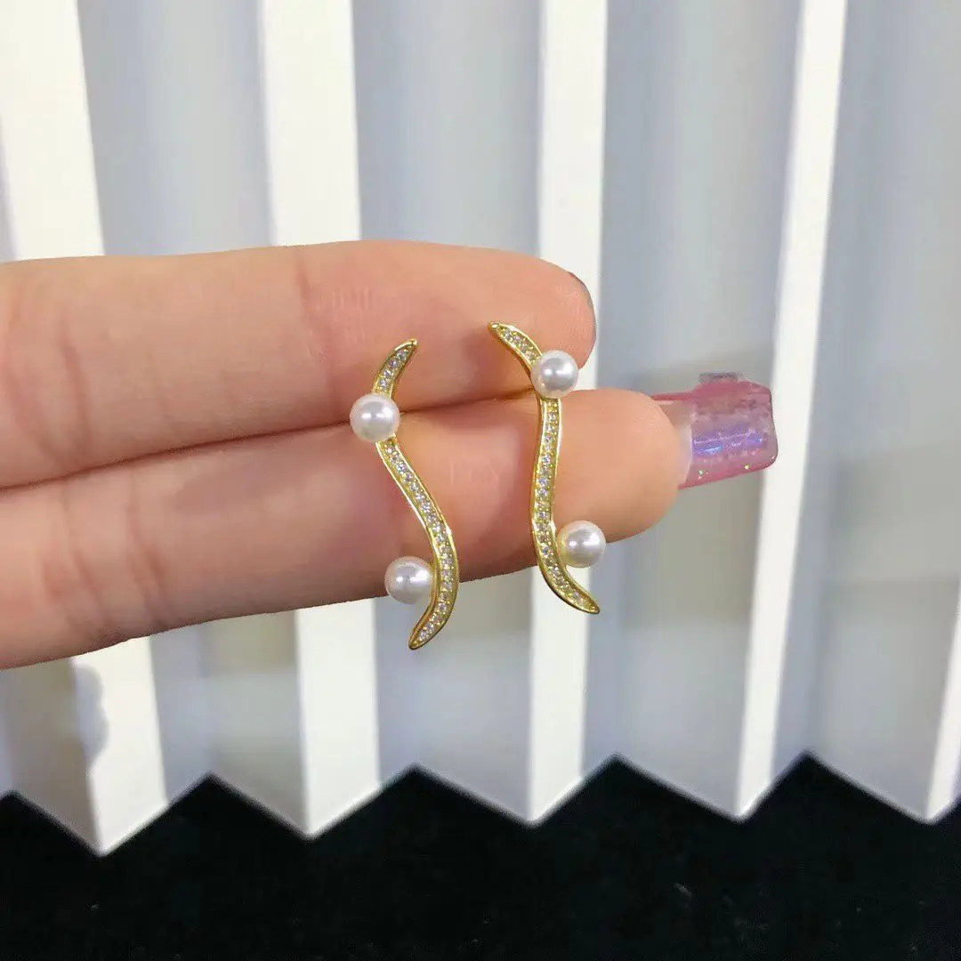 

Оптовая продажа, серьги из стерлингового серебра S925, фурнитура для крепления, базовые монтажные детали, аксессуар для жемчуга 4-5 мм, 5 пар/лот