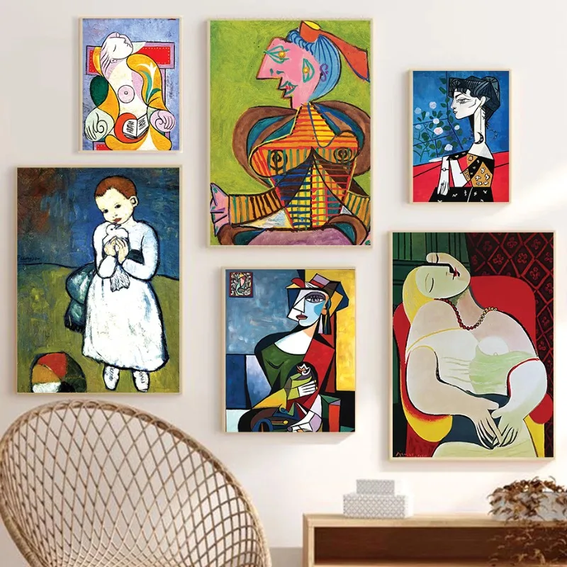 Pablo P-Picasso Poster Surrealist Cubism Wall Art Vintage Spanish Painting Canvas Print Living Room Bedroom Home Decor Art Gift