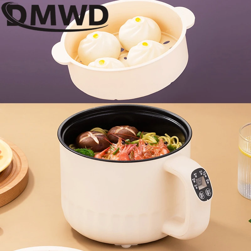 DMWD Multifunctional Electric Boiling Pot Non-Stick Frying Pan Noodles Hotpot Cooking Pot Mini Rice Cooker Stew Soup Skillet