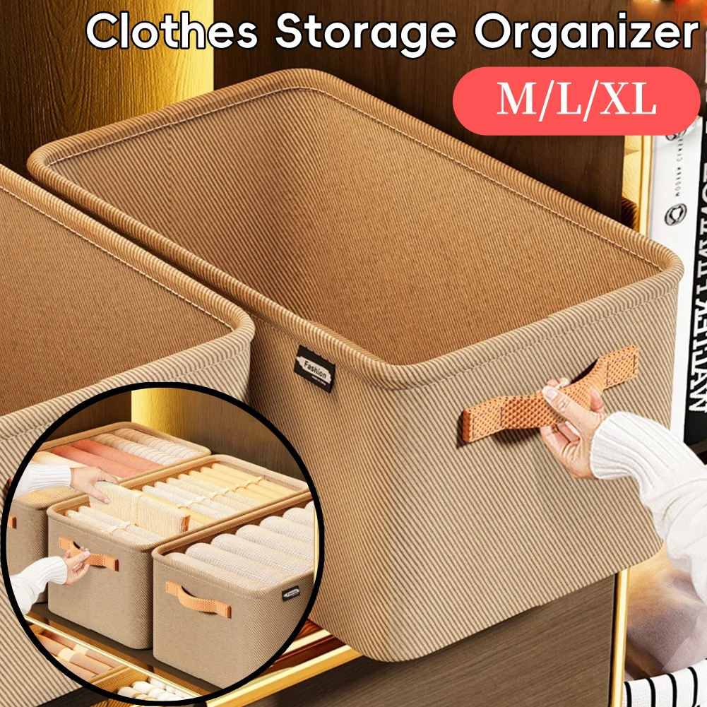 5-1 قطعة M/L/XL طوي النسيج صندوق تخزين منزلي صندوق تخزين ملابس المنظم مع مقبض وإطار فولاذي صندوق تخزين الملابس الداخلية