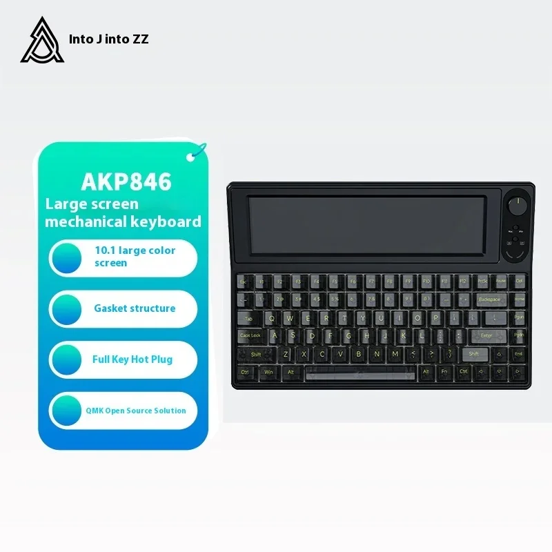 Ajazz Akp846 Mechanical Keyboard Wired 10.1 Inch Screen 84 Keys Hot Swap Gaming Keyboards Gasket Metal Knob Pc Laptops Tablets