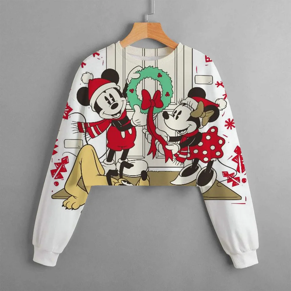 Kids Christmas New Clothes Cartoon Disney Mickey Mouse Print Cute Birthday Party Costumes Girls Street Sports Hoodie Girls Tops