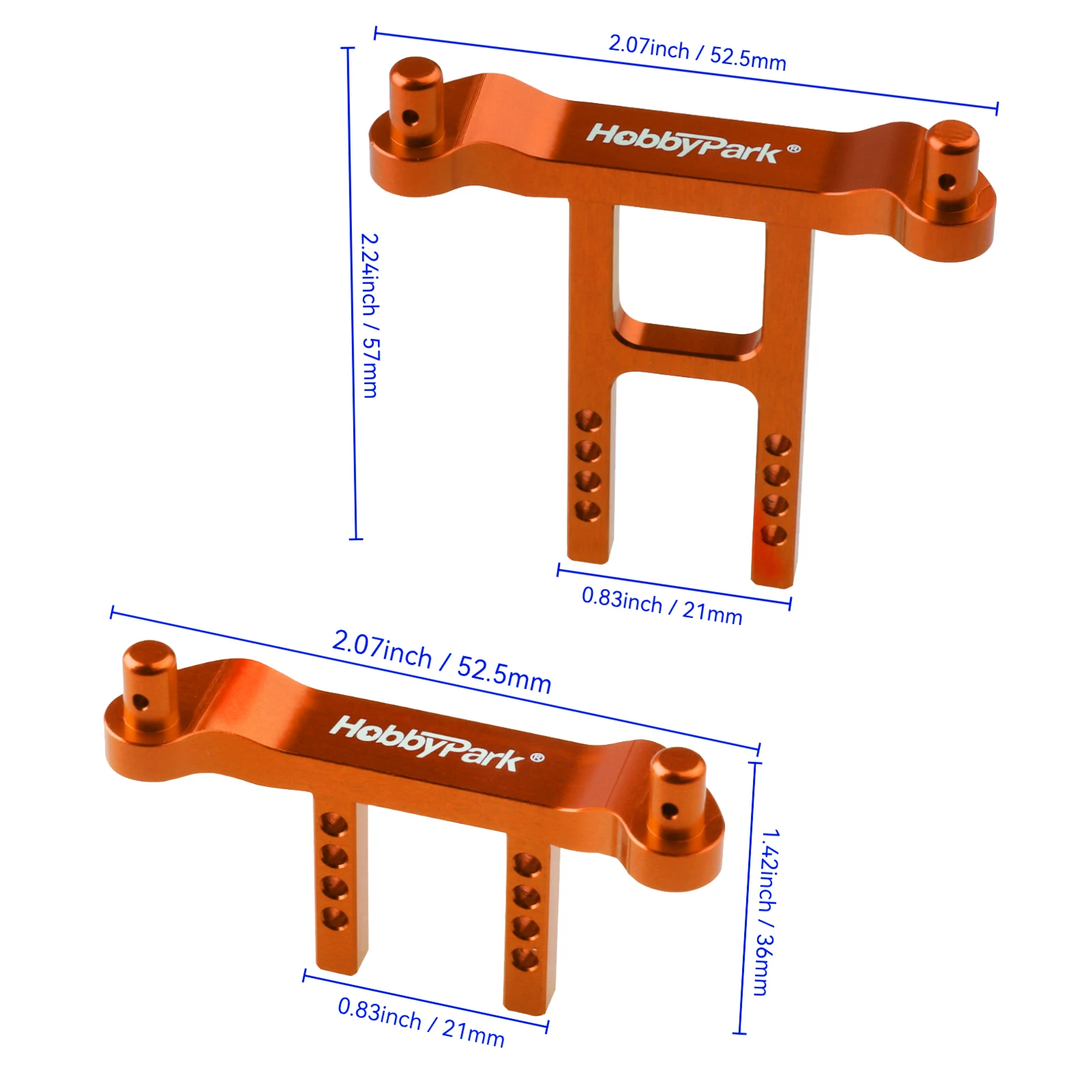 HobbyPark Aluminum Body Mount Posts Replace Clips Washers for Traxxas 1/18 LaTrax Teton Desert Prerunner 7615 Orange Front-Rear