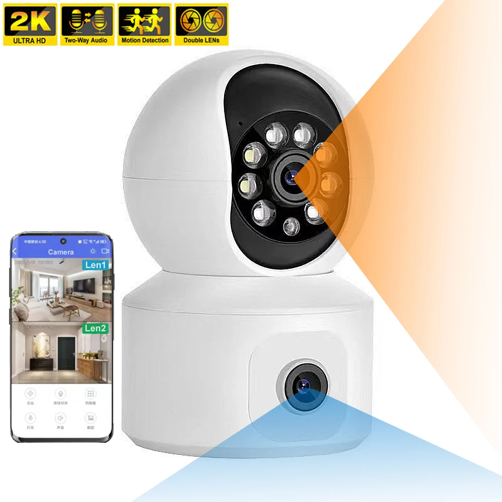 

2K 4MP Dual Lens WiFi IP Camera CCTV 360° PTZ Smart Home Indoor Secur Kamera Security Protection Baby Pet Nanny Surveillance Cam