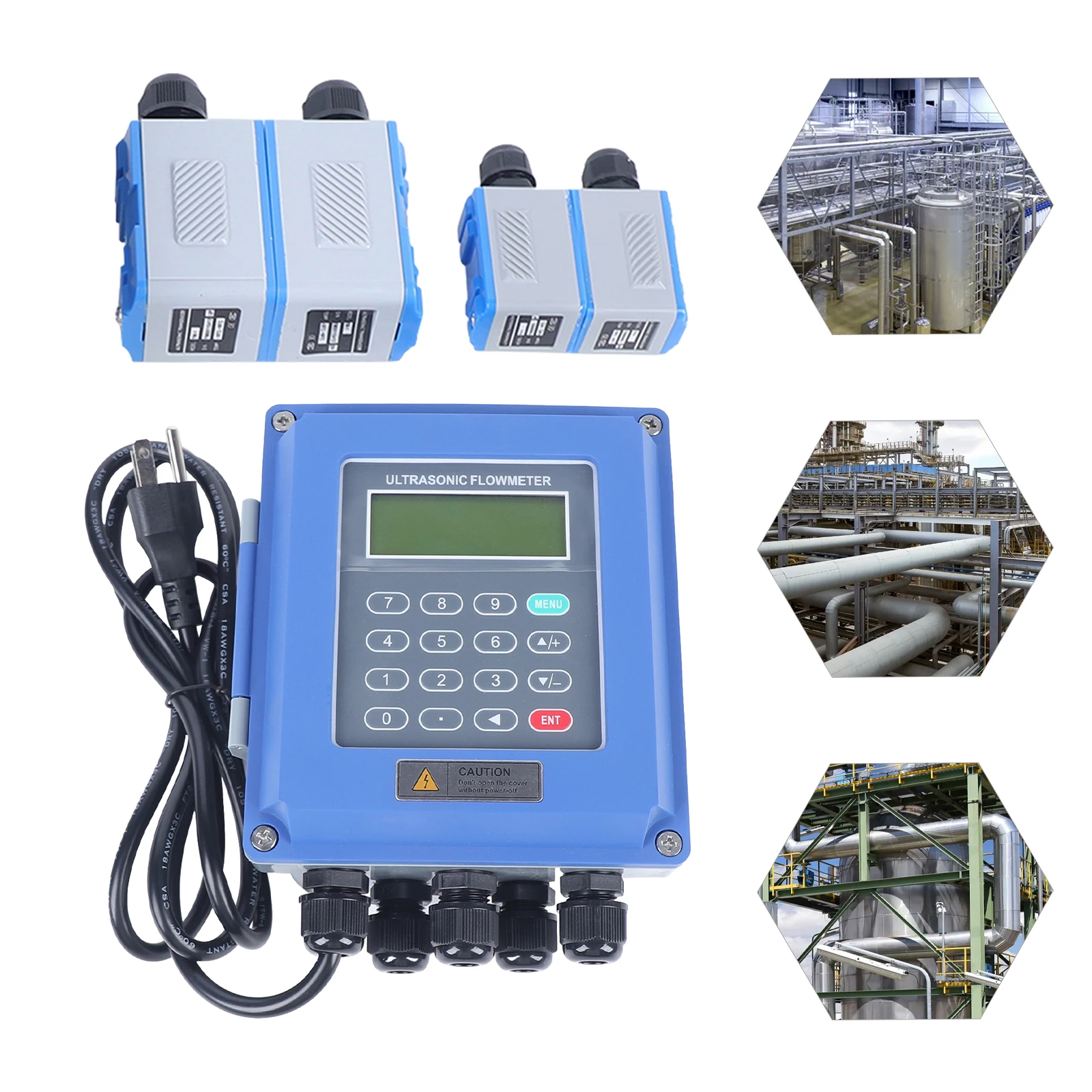 Tuf-2000b Host Ultrasonic Flowmeter Wide Pressure Us Standard Accuracy ±1%, Ts-2 Ultrasonic Transducer, Tm-1 Ultrasonic Transducer, Signal Cable, And 2 Steel Belts Storage Record