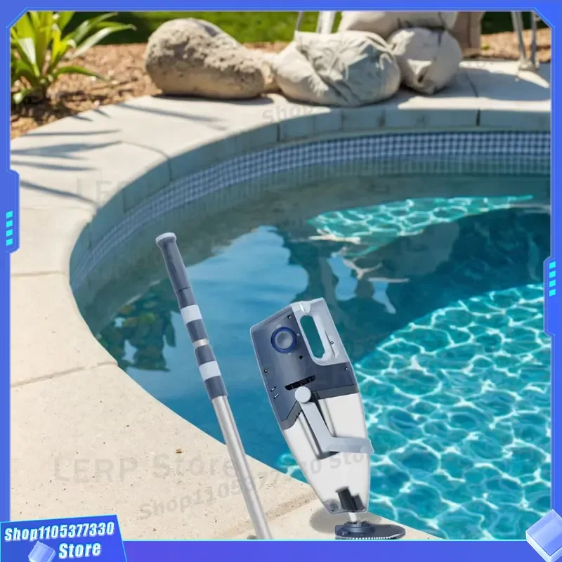 Cordless Handheld Pool Cleaner for Spa with Telescopic Pole Large Debris Filter Dual Suction Power Rechargeable Vacuum