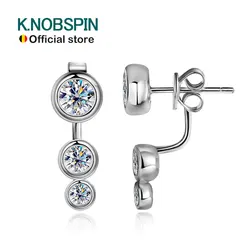KNOBSPIN D VVS Moissanite Engagement Earring with GRA Certificates s925 Sterling Silver Plated 18k White Gold Earrings for Women