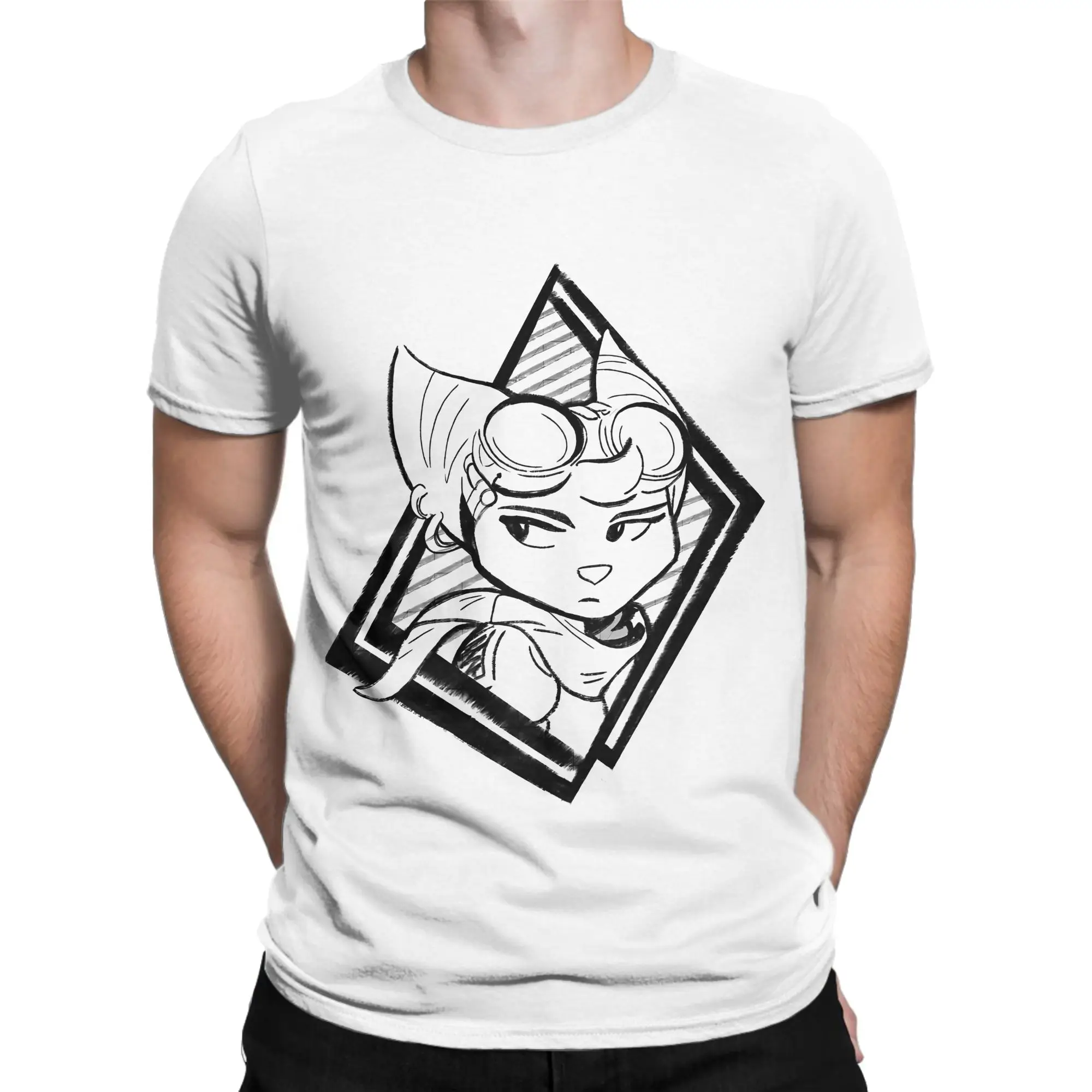 Whimsical Sci Fi Duo Classic Ratchet & Clank Funny Graphic 100% Cotton T-Shirt Tops Tees For Men