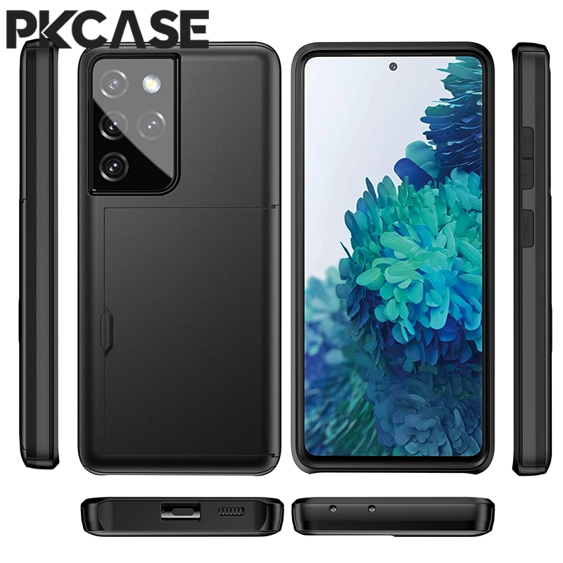 Casing Dompet Kartu Geser PKCASE Untuk Samsung S25 Edge S24 S23 FE Note 20 Ultra A55 A56 A36 A16 A17