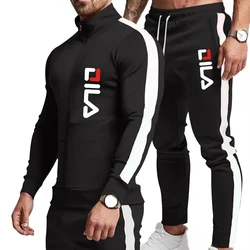 Chándal para hombre, ropa ajustada y transpirable para correr, entrenamiento, chaqueta con cremallera y pantalones de chándal de dos piezas, primavera y otoño, 2024