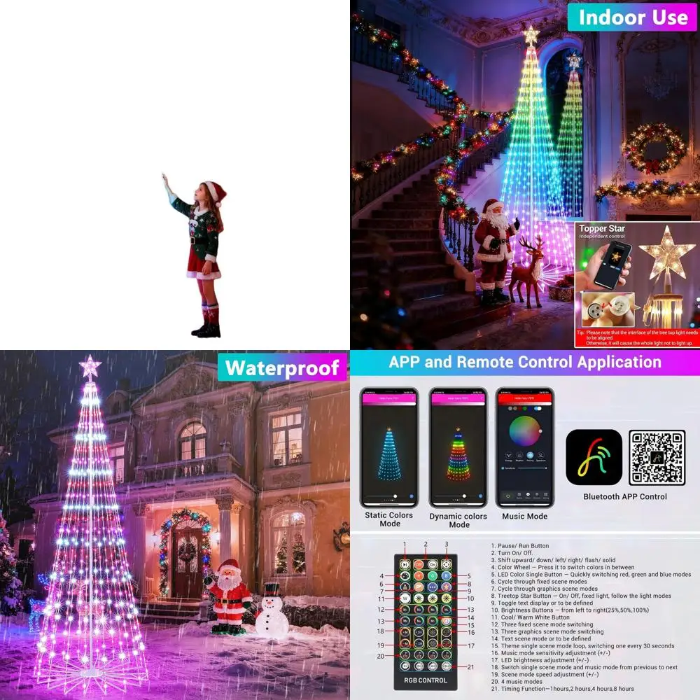 

9-футовые 460-светодиодные умные елочные огни RGB с дистанционным управлением, таймером и синхронизацией музыки для праздничных украшений