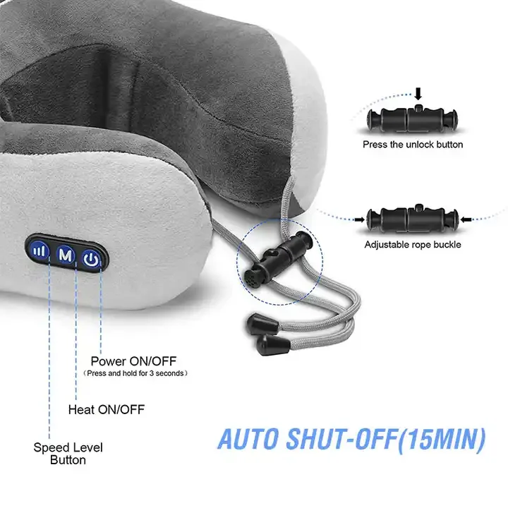 Smart Wireless Portable U-shaped Neck 3D Shiatsu Heating Kneading Neck Embossed Travel Car Massage Pillow