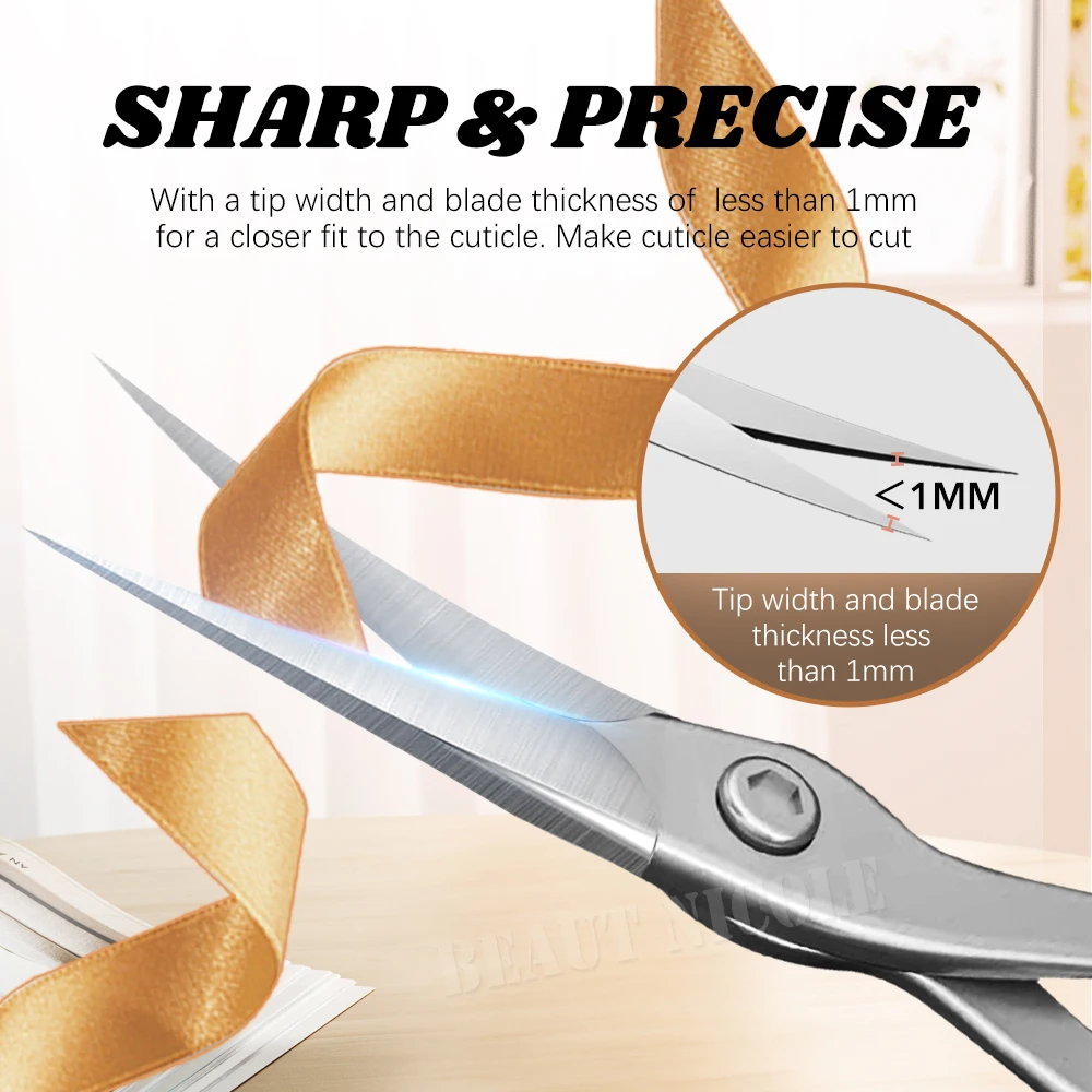 큐티클 가위 스테인리스 스틸 초미세 곡선 블레이드 소형 가위 손톱 손질 눈썹 속눈썹 건조 피부 가위