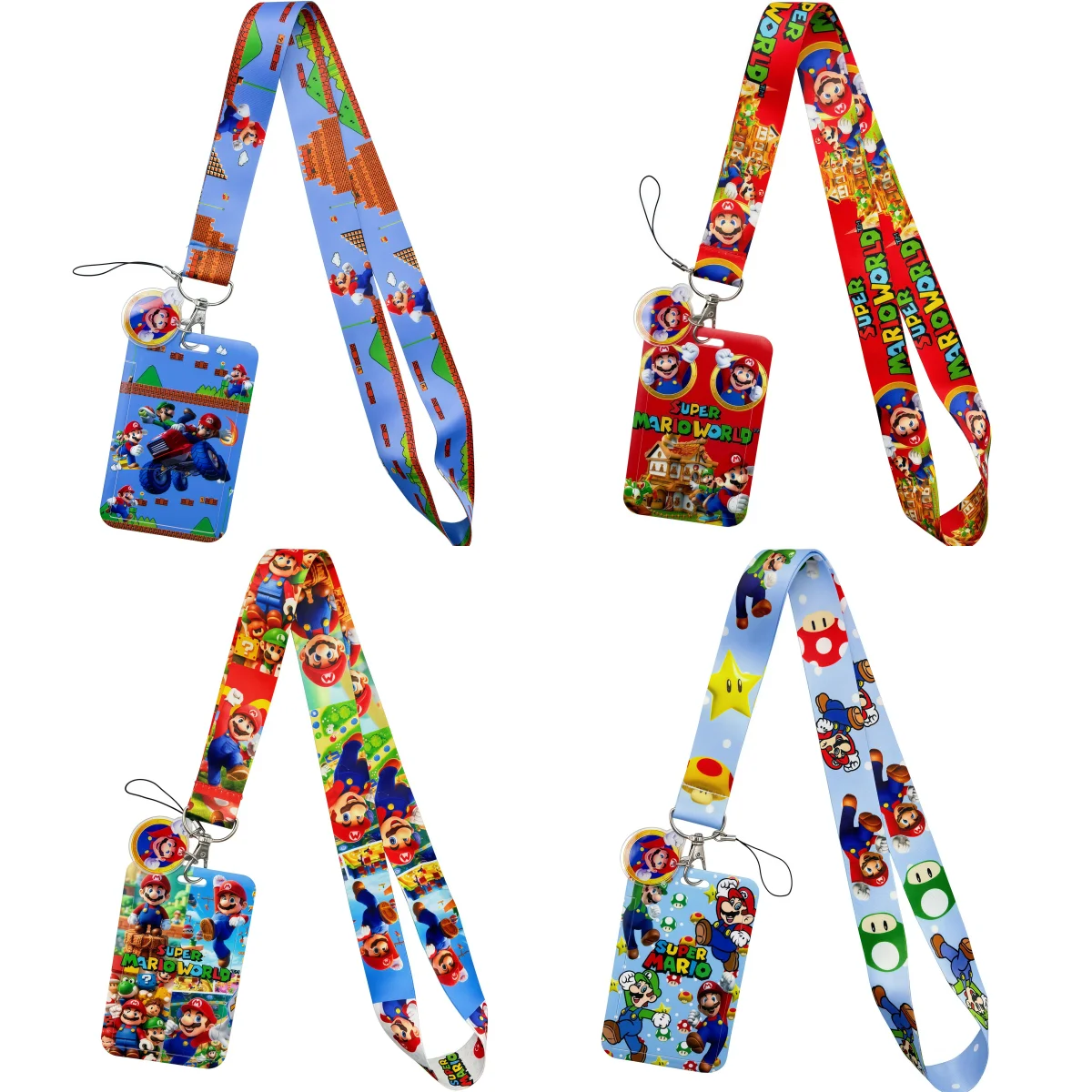 Cartoon Mario PVC booth student campus mobile phone neck bag 3D hanging rope student ID booth keychain mobile phone accessories