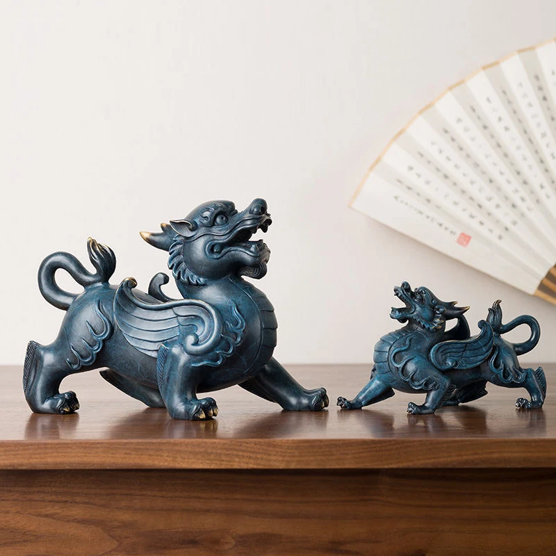 

TOP art Collection high grade Home company living room bring wealth Money GOOD LUCK Royal Dragon PI XIU feng shui brass statue