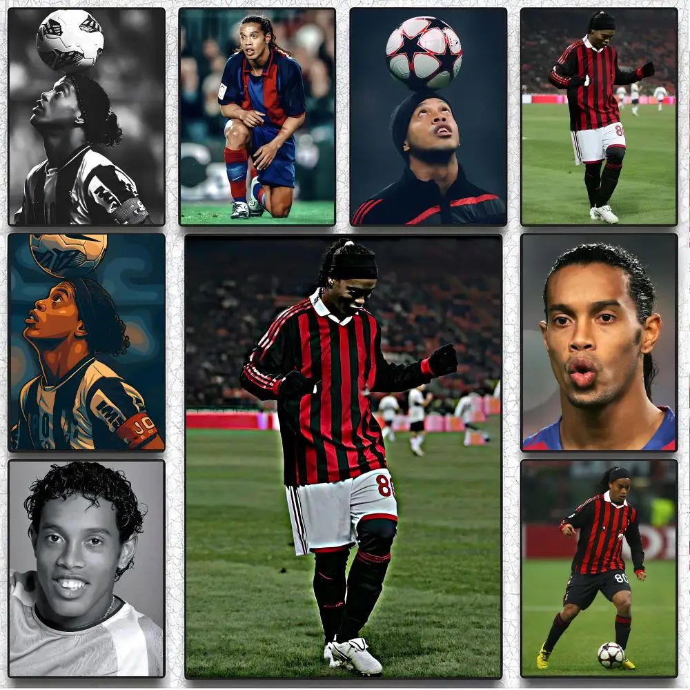 Athletic Player Ronaldinho Poster Artistic Peel-Off Wall Decor, Indoor Outdoor Home Ornament for Collectors