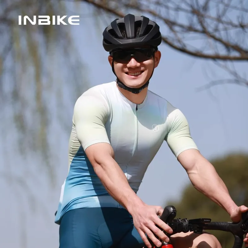 

INBIKE Мужская велосипедная майка с короткими рукавами, летняя шоссейная велосипедная рубашка с карманами на молнии для езды на велосипеде, занятий спортом на горном велосипеде
