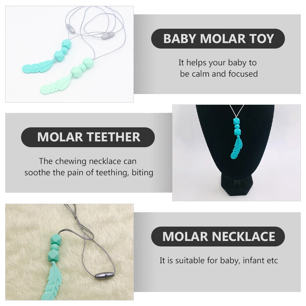 

2 шт., детское ожерелье для прорезывания зубов, кулон в форме моляра, жевательное ожерелье, успокаивающий инструмент для младенцев, молярный прорезыватель, инструмент для прорезывания зубов