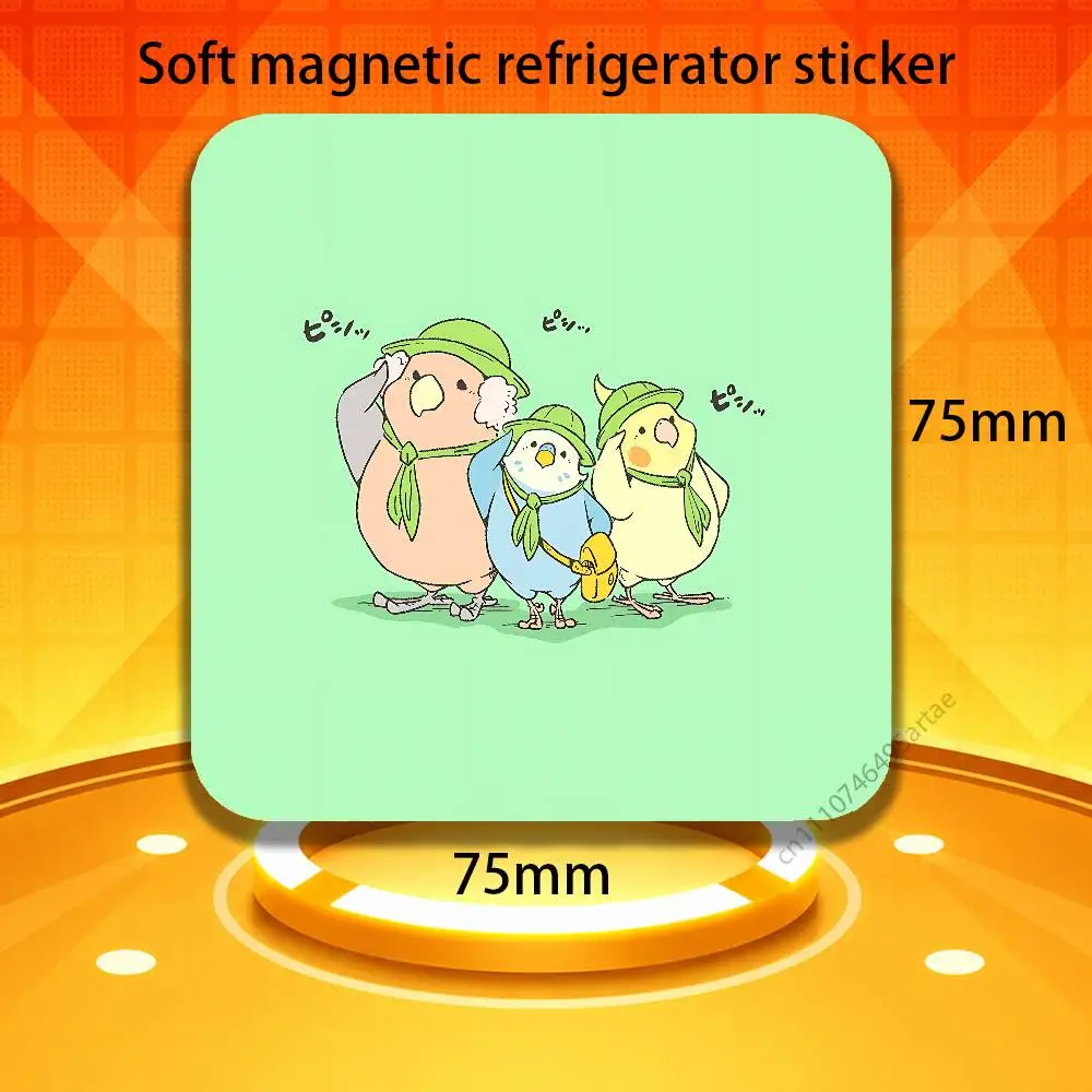 Parrot Birds Cockatiel Anime Fridge Magnets Magnetic Refrigerator Memorial Gifts For Kitchen Office Locker Travel Home Deco