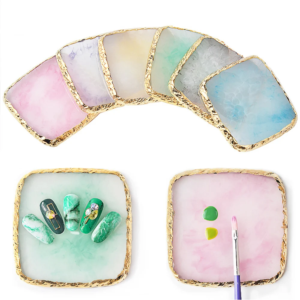 Nail Art Ring Multifunctional Innovative Handy Nail Art Ring Resin Stone Palette Makeup Artists Trending Eyelash Glue Holder