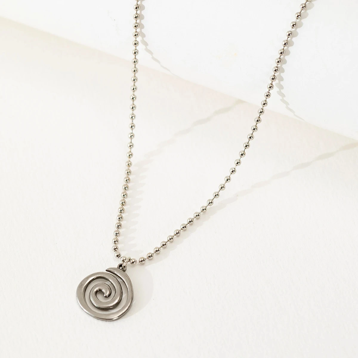 Y2K Stainless Steel Swirl Spiral Geometric Pendant Necklace Retro Goth Necklace Grunge Aesthetic Accessory