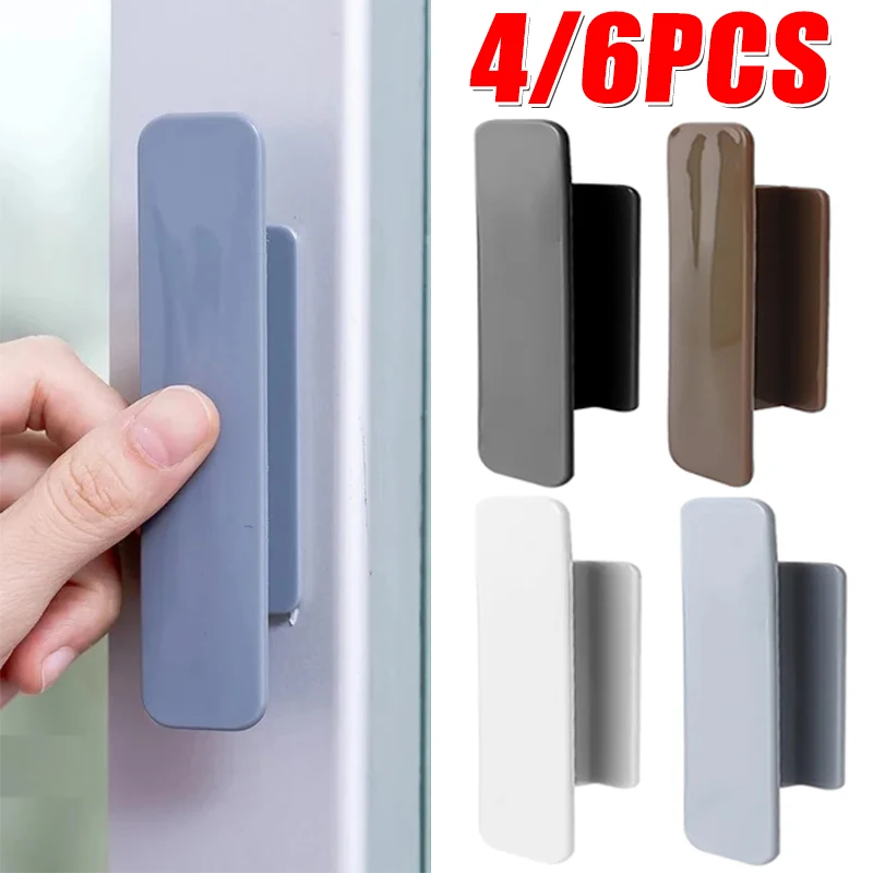 6/2PCS Window Cabinet Drawer Handles Self-adhesive Furniture Knobs Thickened Plastic Door Handle Cabinet Pulls Home Hardware