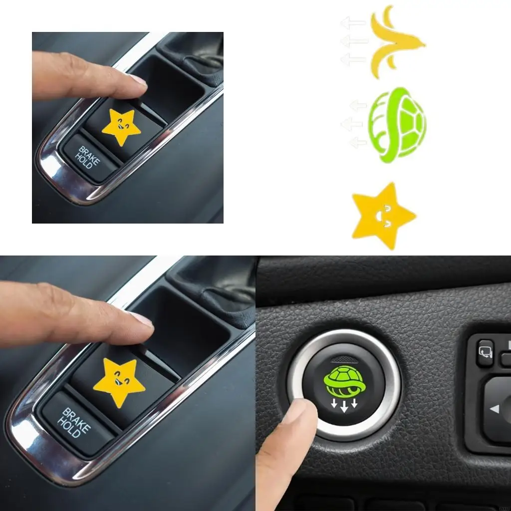 6XDF Fun Car Blank Button Stickers Colorful Design Decals For Interior Decoration