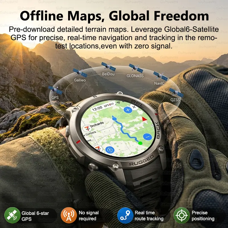 New Tank Dm59 Ultra Rugged Outdoor Smart Watches With Dual Band Gps thumbnail 3