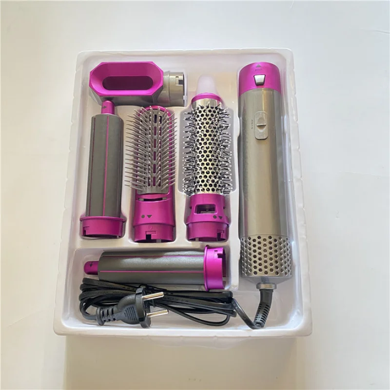 5 in1 Multi-functional Hot Air Brush Styling Combs Roller Rotating Hair Dryer Curler Comb Beauty