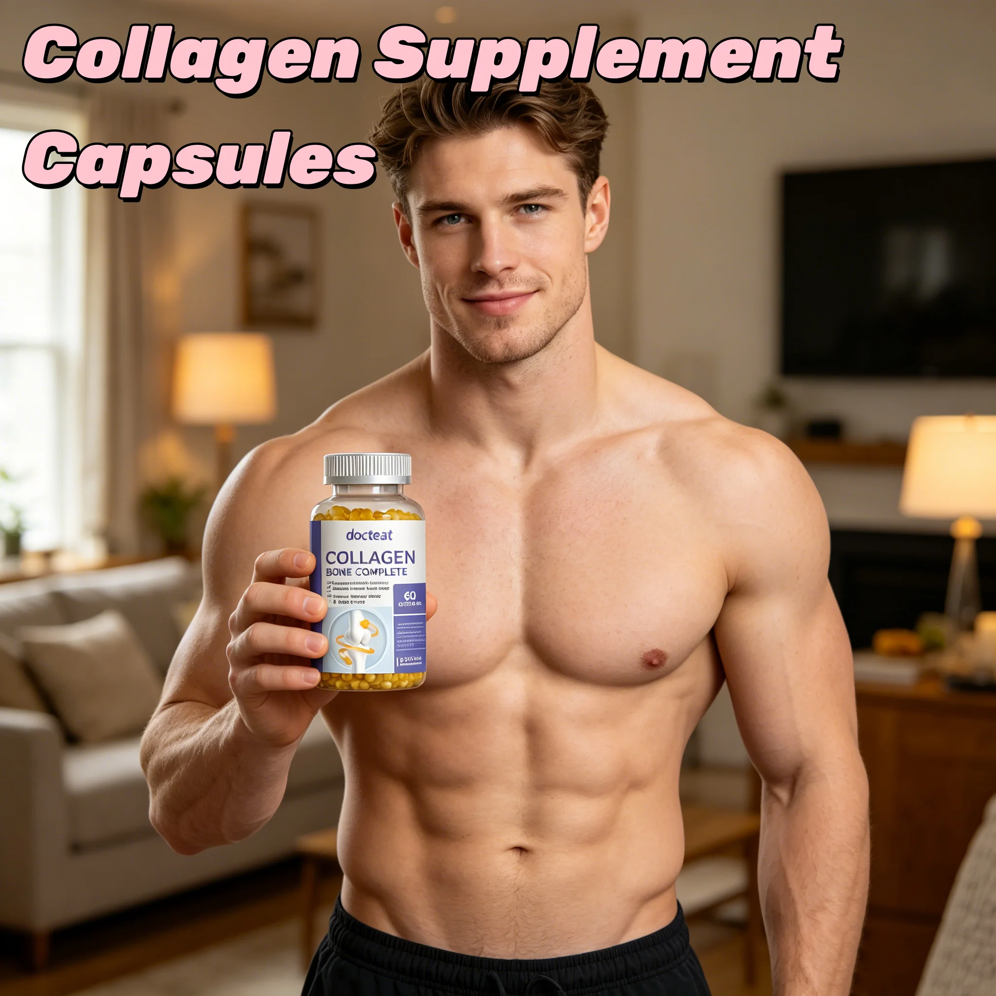 Collagen Peptides Capsules for Men Women Muscle Growth Strength Gain Workout Recovery Joint Support Supplement