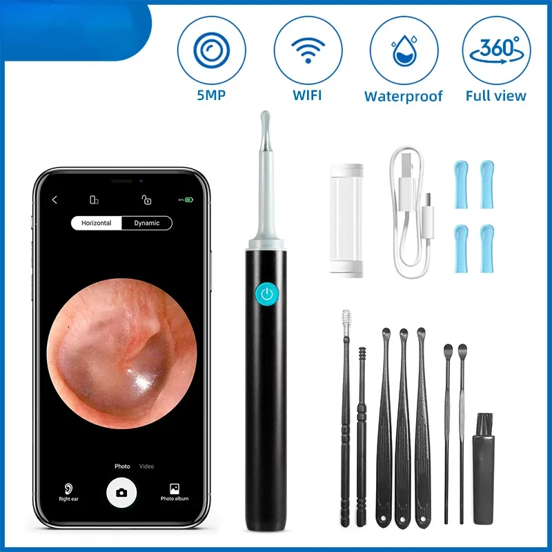 Smart Visual Ear Sticks Otoscope 5MP Endoscope Camera Wax Removal Tool Earpick Mini WIFI Camera Health Care Ear Cleaner Trimmer