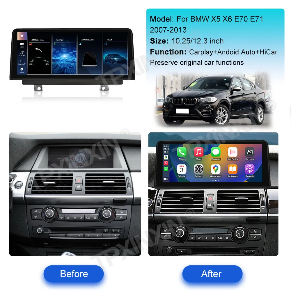 Car Radio Linux Screen For BMW X5 X6 E70 E71 2007 2008 2009 2010 2012 2013 CIC CCC System Wireless Carplay Unit Display Screen Car Radio Linux Screen For BMW X5 X6 E70 E71 2007 2008 2009 2010 2012 2013 CIC CCC System Wireless Carplay Unit Display Screen