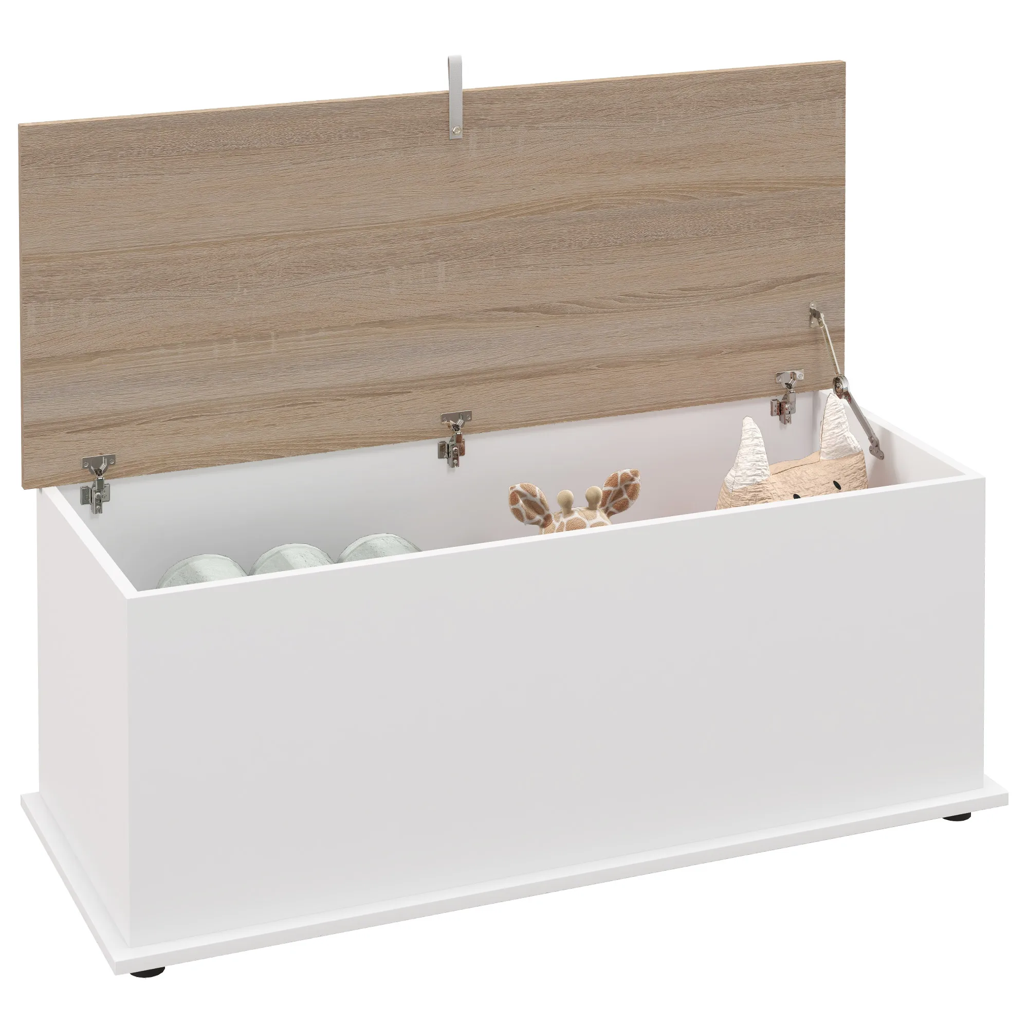HOMCOM Arcón de Almacenamiento con Tapa Carga Máx. 120 kg para Dormitorio Salón 100x40x40 cm Natural y Blanco