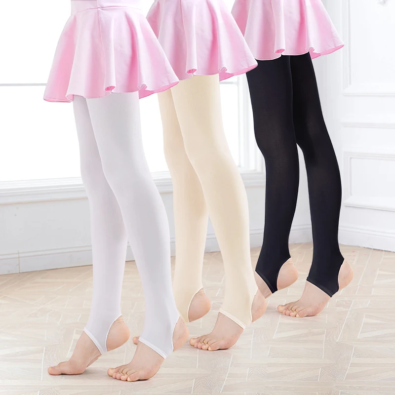 Girls Dance Leggings Child Ballet Dance Trousers Spandex Gymnastics Pedal Pants Beige Ballet Leggings 3 Pairs