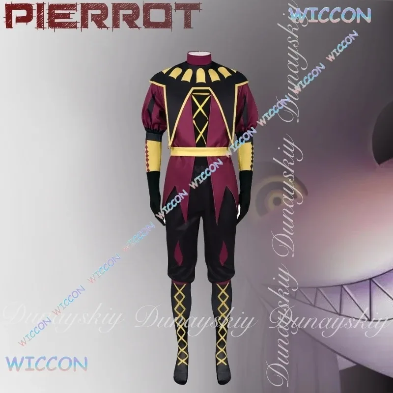 CyWuHu/The Circus Game Freak Pierrot Косплей с черной, красной, желтой короной, костюм Helloween, белый парик, карнавальный костюм, полный Su
