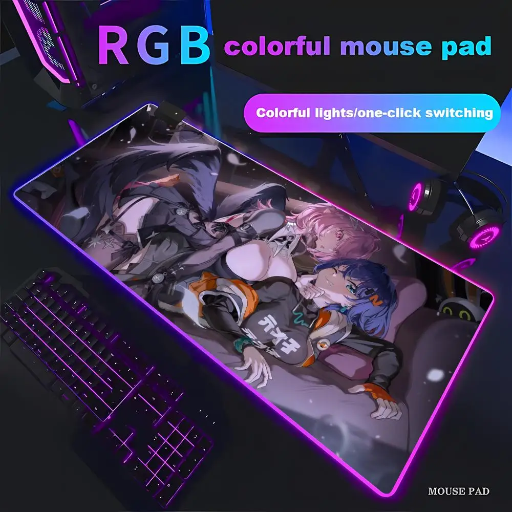 

HYBXAXC Mouse Pad Remielle Dan Zenless Zone Zero Mouse PadAnimation Games Beautiful RGB HD Gamer Large LED Light XXL PC