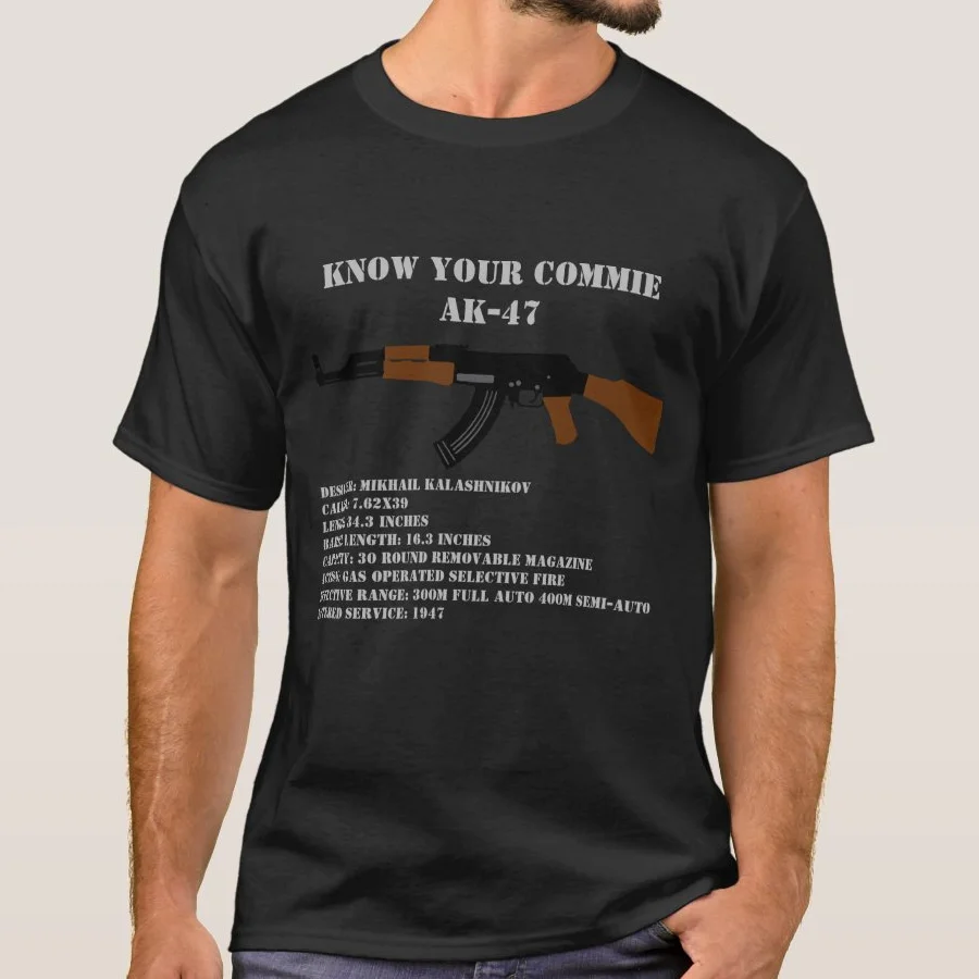 

Know Your Commie AK-47 Soviet Union Assault Rifle T Shirt. Short Sleeve 100% Cotton Casual T-shirts Loose Top Size S-3XL