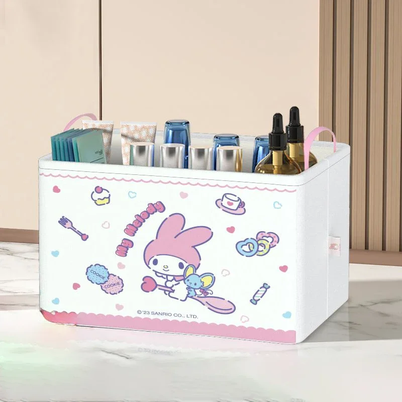 Hello Kitty Cute My Melody Foldable Waterproof Moisture Resistant Jewelry Ornament Large Capacity Sundries Cosmetics Storage Box