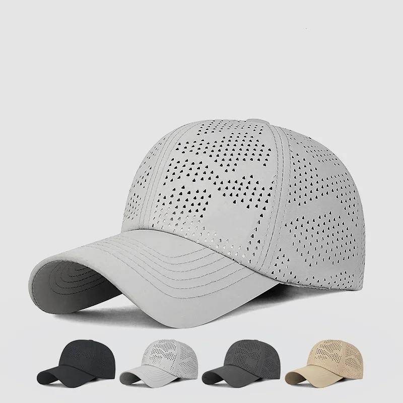 Summer Triangle Punching Breathable Baseball Cap Men Women Simple Quick-dry Sunscreen Hats Outdoor Sports Pure Color Trucker Cap