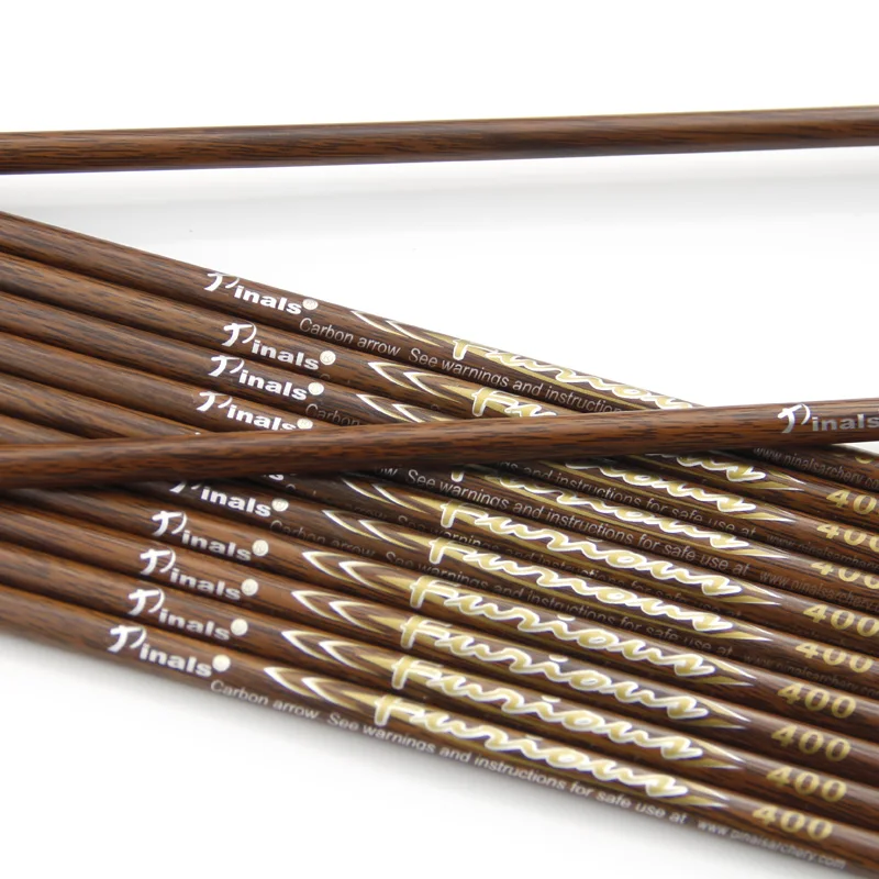 Archery Hunting Pure Carbon Arrow Shafts ID6.2 12 Pcs Woodgrain Traditional Bow Spine 300 400 500 600 Recurve Bow