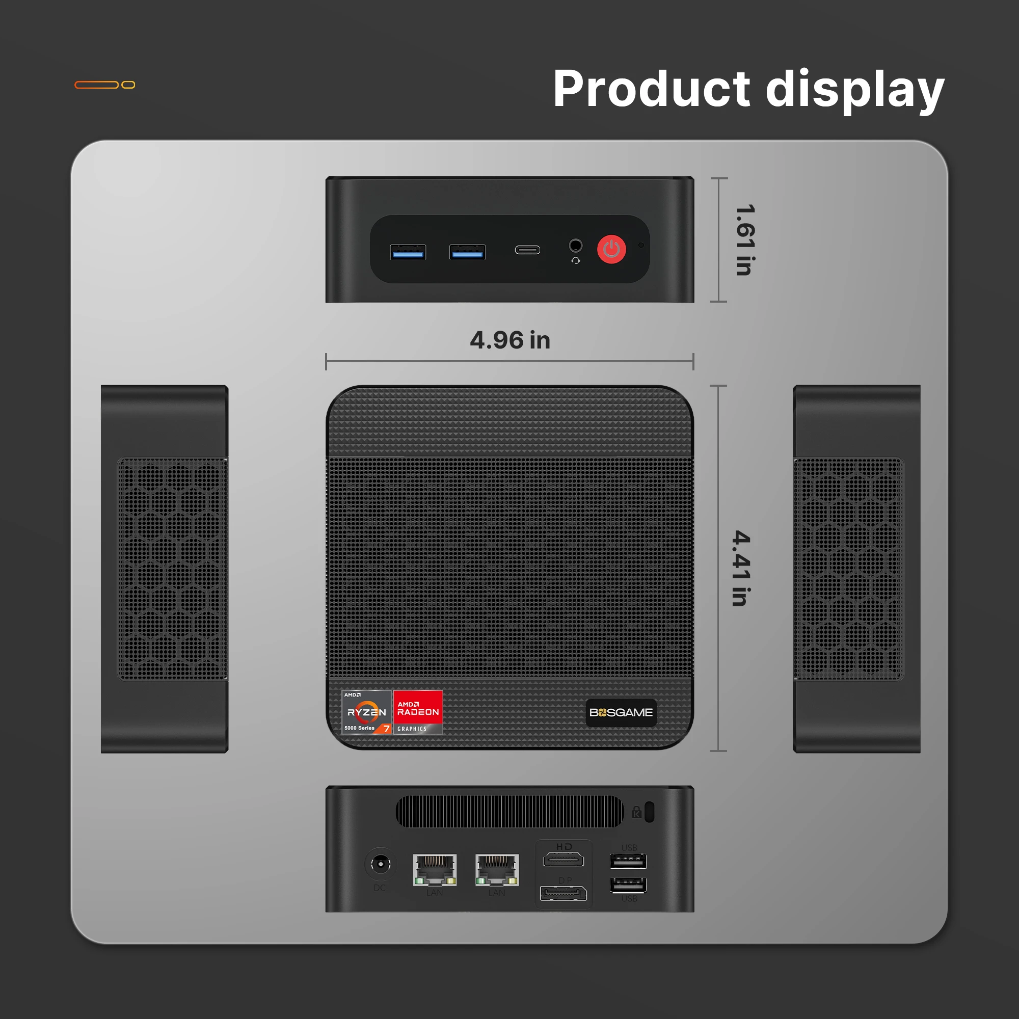 Bosgame P4 Plus DDR4 PCIe SSD Dual LAN 2.5G Wi-Fi 6E Mini PC AMD