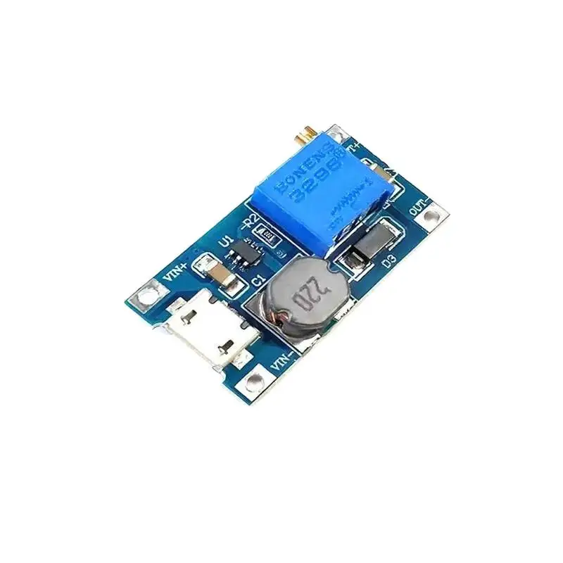 Módulo de impulso ajustável mt3608 DC-DC 2a placa de impulso módulo de reforço com micro usb 2v-24v a 5v 9v 12v 28v