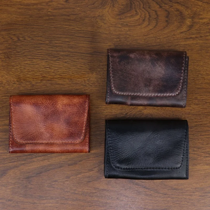 Vintage Handmade Driver's license Card Holder Original Leather Coin Storage Bag Genuine Leather Storage Bag for Men Women