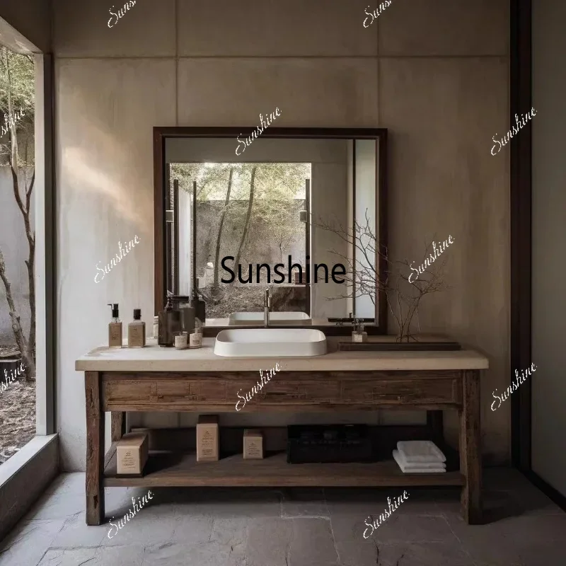 YLog made old sink wabi-sabi wind, bed and breakfast bathroom cabinet villa design