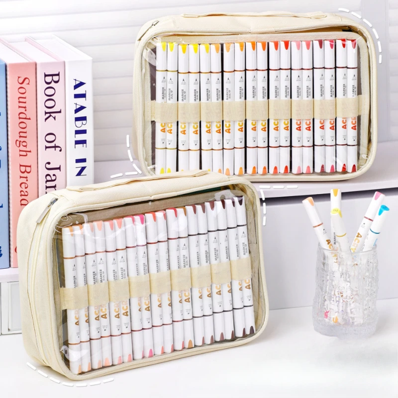 108pcs Marker Storage Bag Multifunctional Waterproof Dirt-resistant for Storage Mark Pen Sticky Notes Book Correction Tape